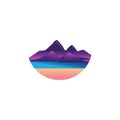 Sea Ã¢â¬â¹Ã¢â¬â¹mountain landscape color illustration circle design vector Royalty Free Stock Photo